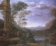 Claude Lorrain Landscape with Ascanius shooting Silvia deer china oil painting artist